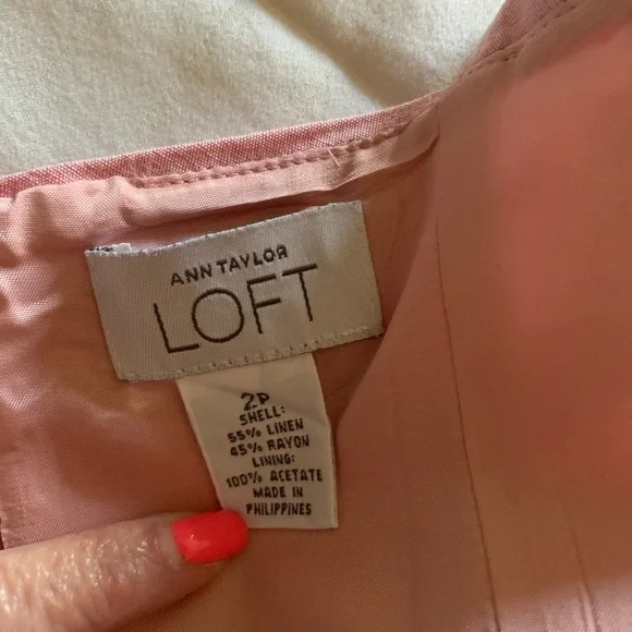 Ann Taylor loft Pink and Yellow Midi Dress bohemian Officecore feminine size 2P - Picture 5 of 6